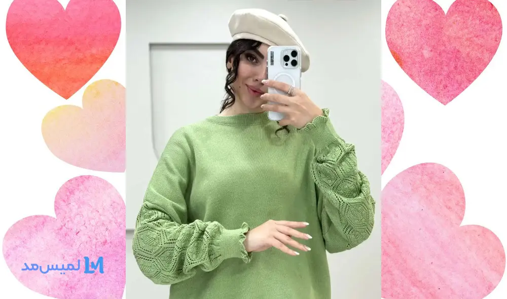 بلوز بافت آستین طرح دار