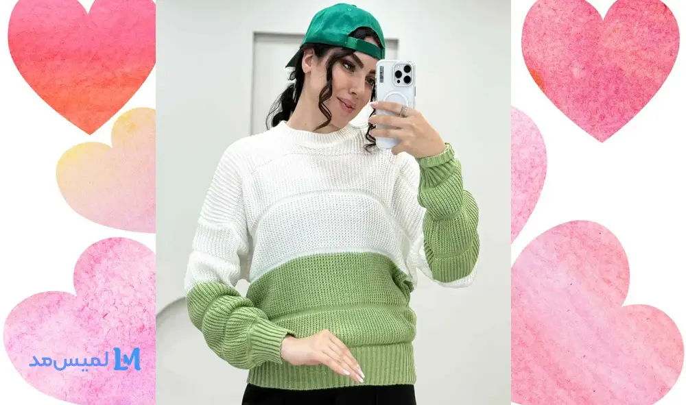 بلوز بافت دو رنگ